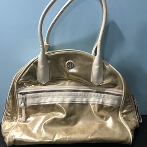 Gold Lululemon gym bag